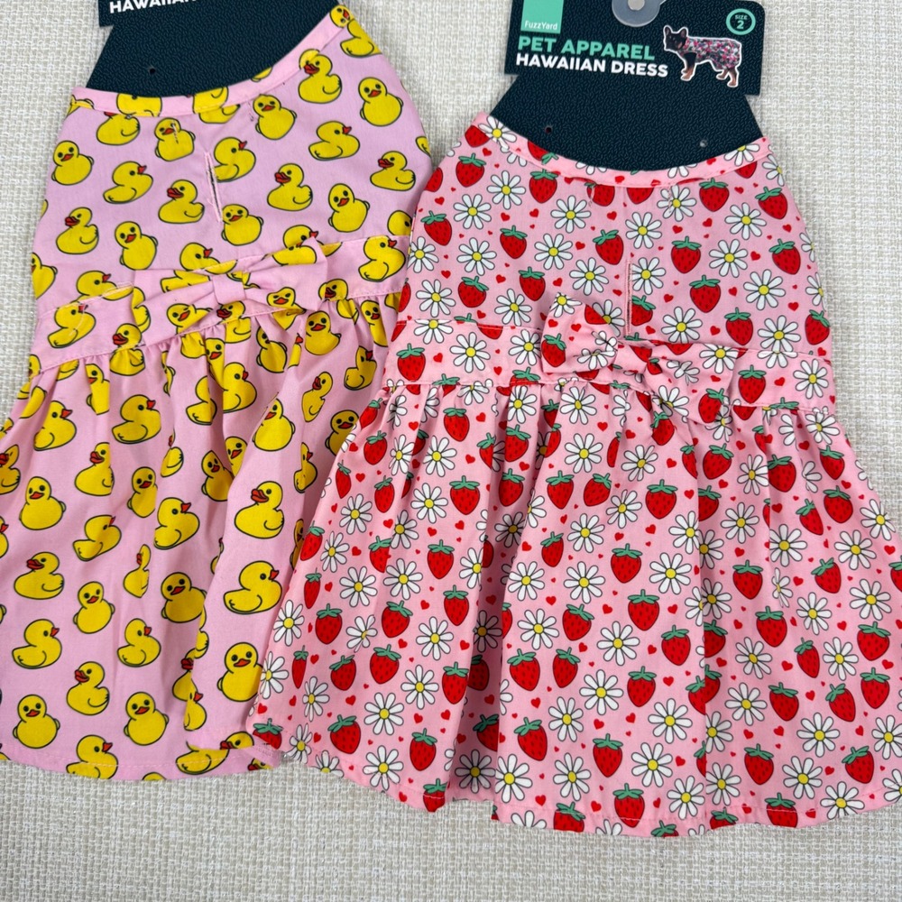 Fuzzyard‎ Pet Apparel Hawaiian Dog Dress Size 2 Duck Strawberry Print Cute Puppy